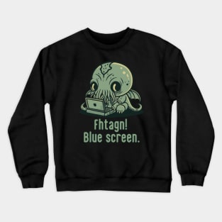 Chibi Cthulhu Programmer - Blue Screen Crewneck Sweatshirt